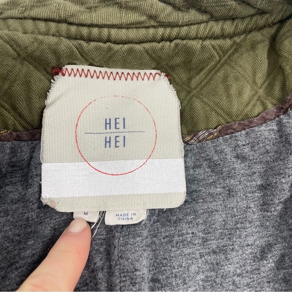 Anthropologie Quilted Riding Jacket M Hei Hei Olive Lined Equestrian Old Money - Picture 11 of 12